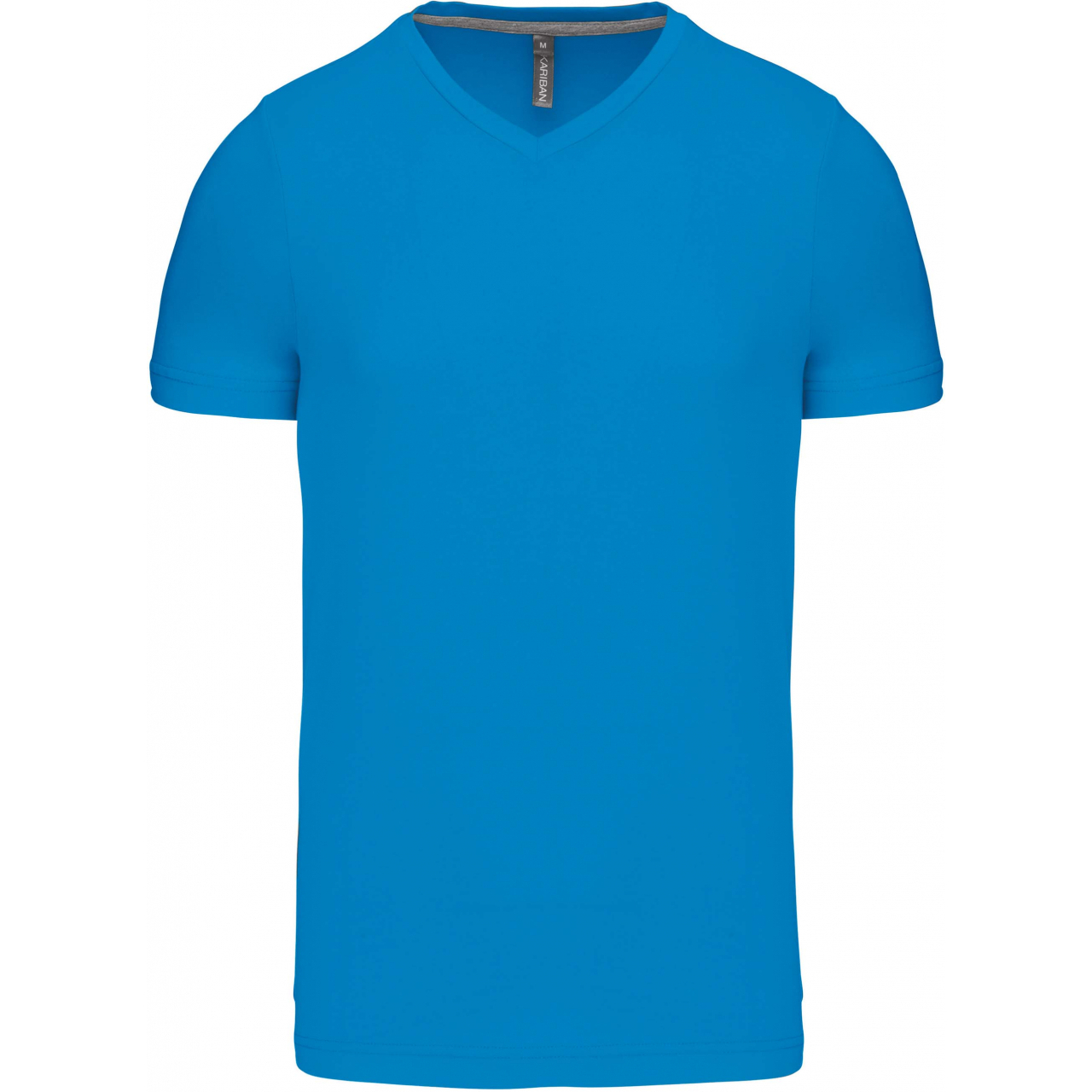 Pánské tričko Kariban krátký rukáv V-neck - středně modré, XL