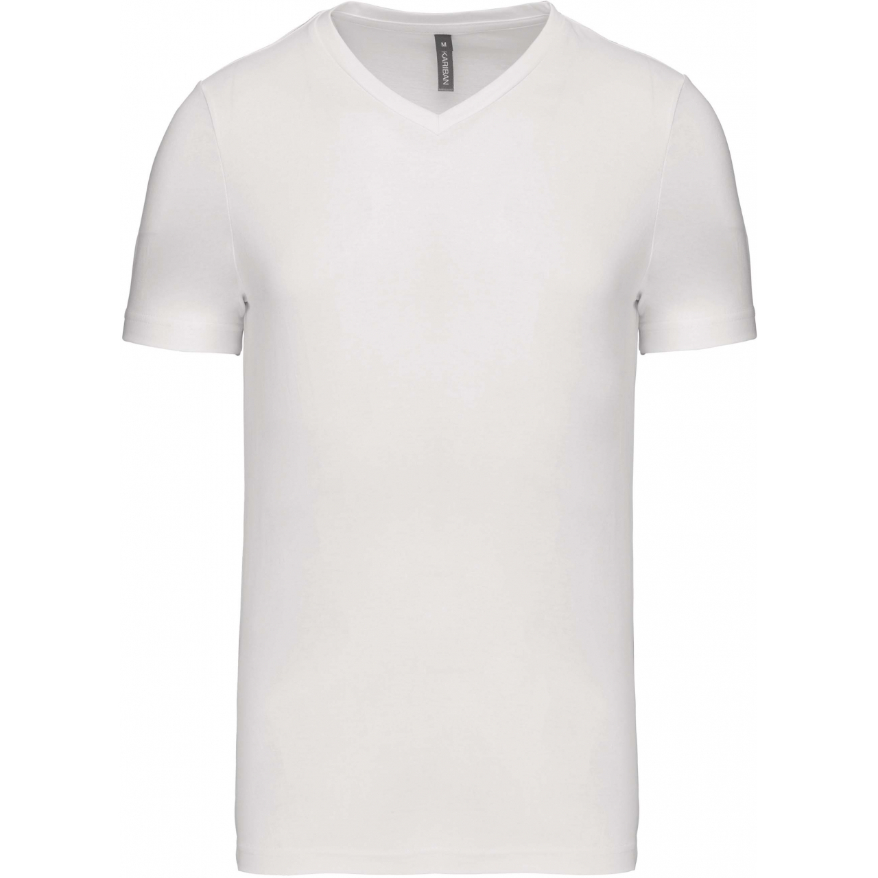 Pánské tričko Kariban krátký rukáv V-neck - bílé, 3XL