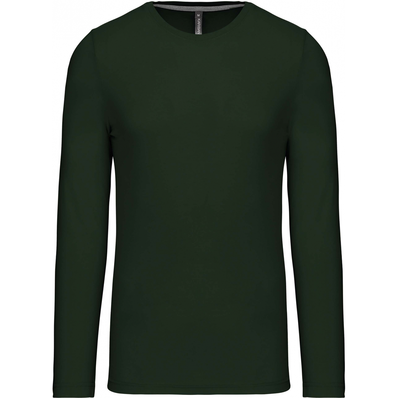 Pánské tričko Kariban dlouhý rukáv - tmavě zelené, 4XL