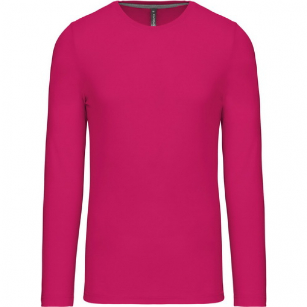 Pánské tričko Kariban dlouhý rukáv - růžové, XL