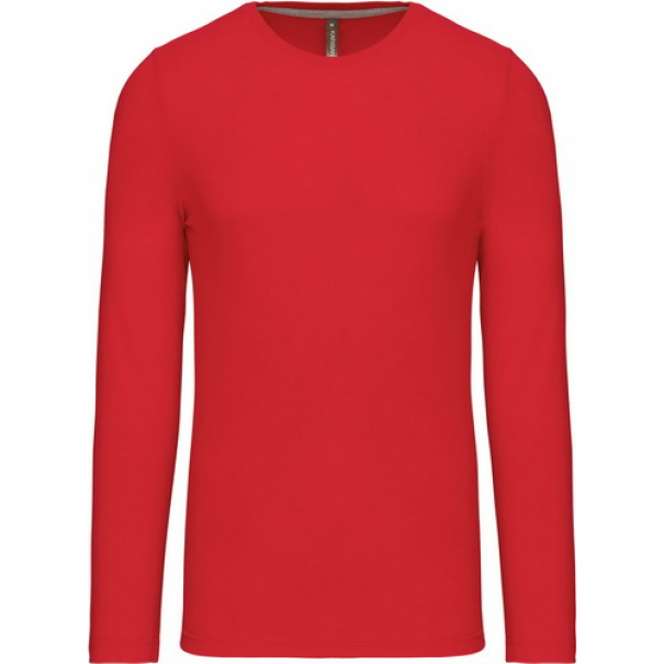 Pánské tričko Kariban dlouhý rukáv - červené, XL