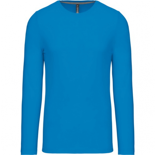 Pánské tričko Kariban dlouhý rukáv - středně modré, 3XL
