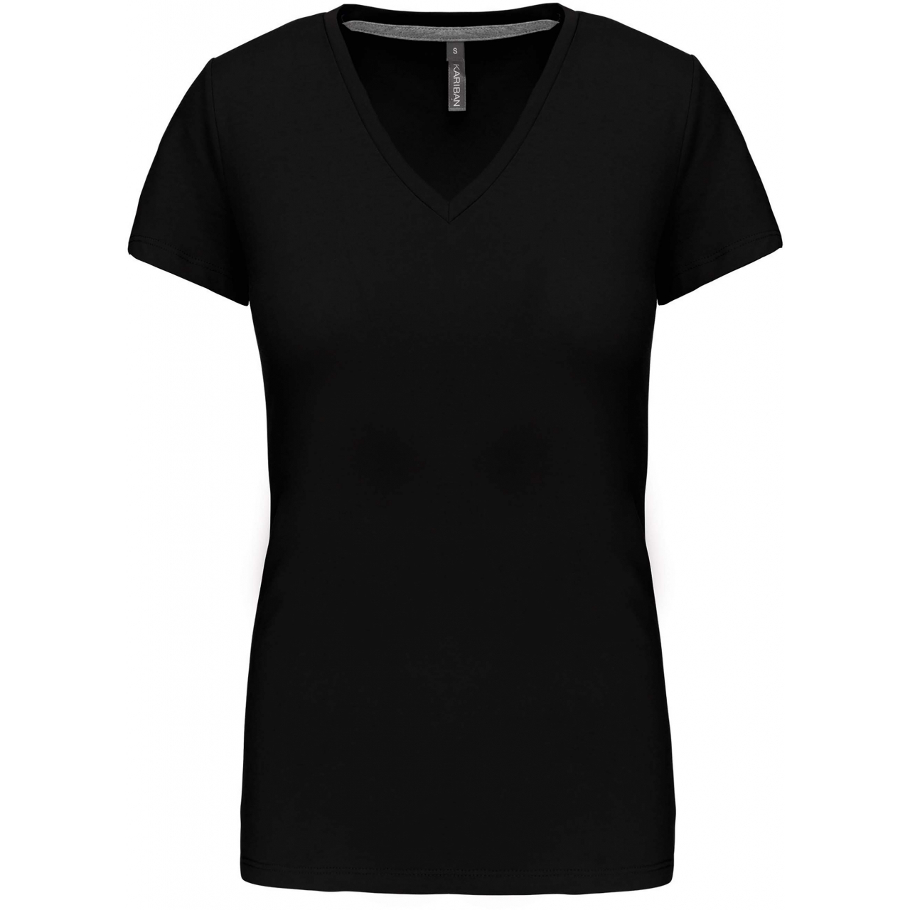 Dámské tričko Kariban V-neck s krátkým rukávem - černé, XL