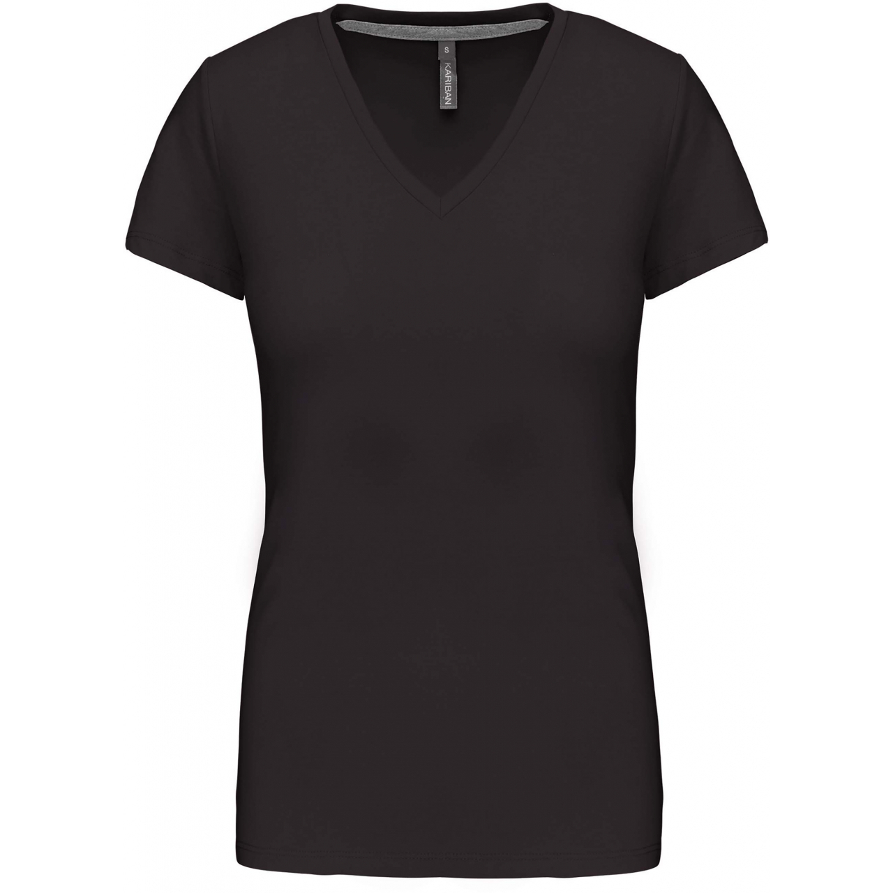 Dámské tričko Kariban V-neck s krátkým rukávem - tmavě šedé, 3XL