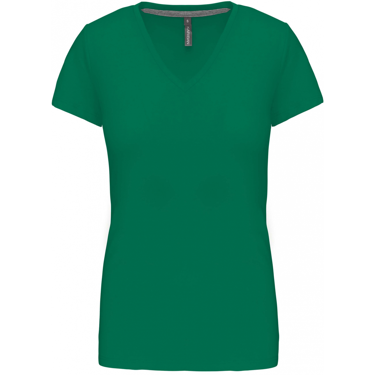 Dámské tričko Kariban V-neck s krátkým rukávem - zelené, S
