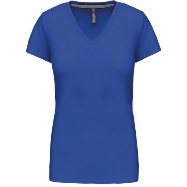 Dámské tričko Kariban V-neck s krátkým rukávem - modré, XL
