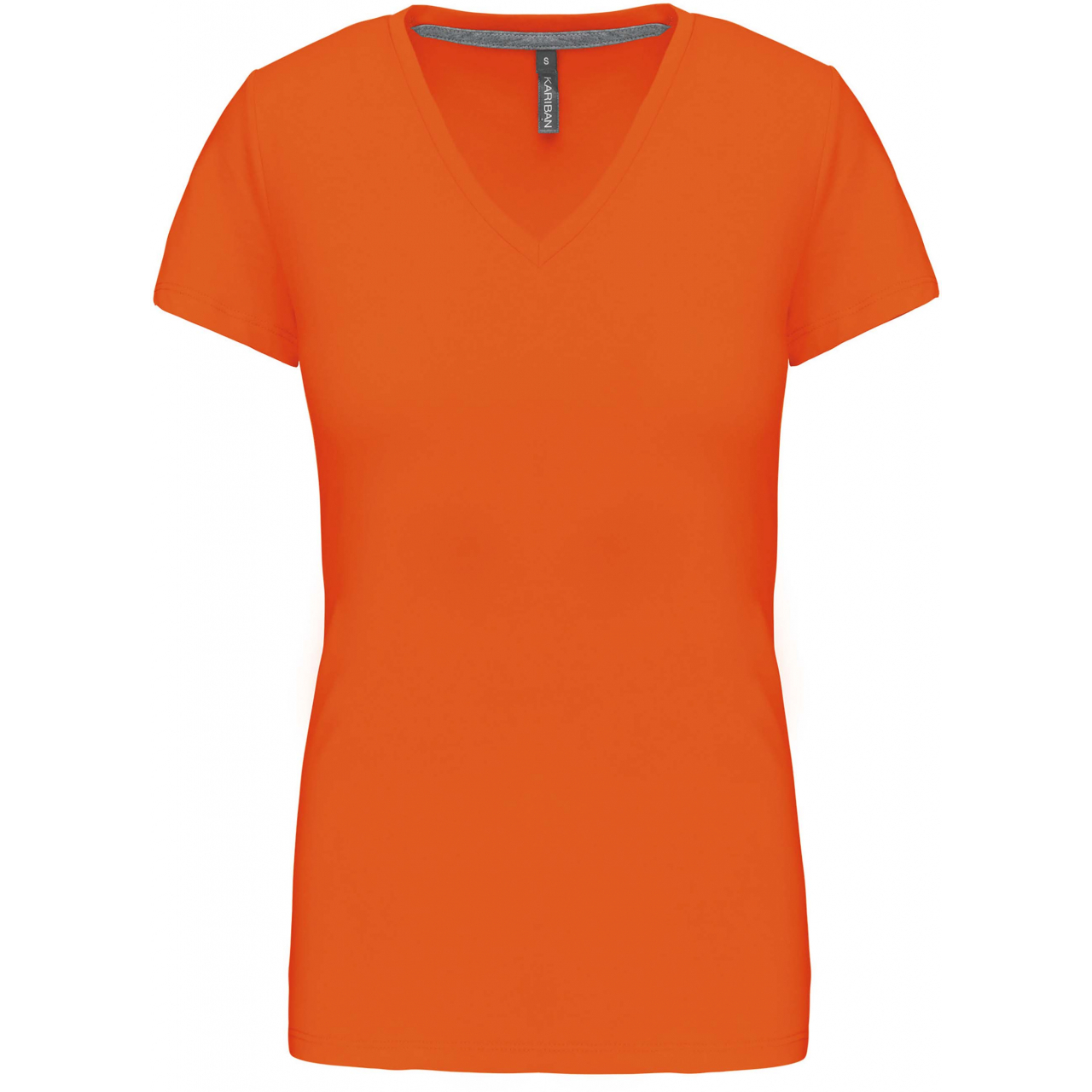 Dámské tričko Kariban V-neck s krátkým rukávem - oranžové, XL