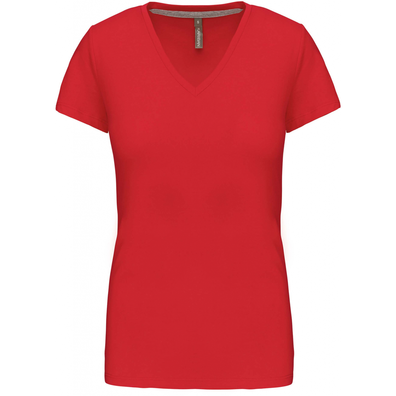 Dámské tričko Kariban V-neck s krátkým rukávem - červené, M
