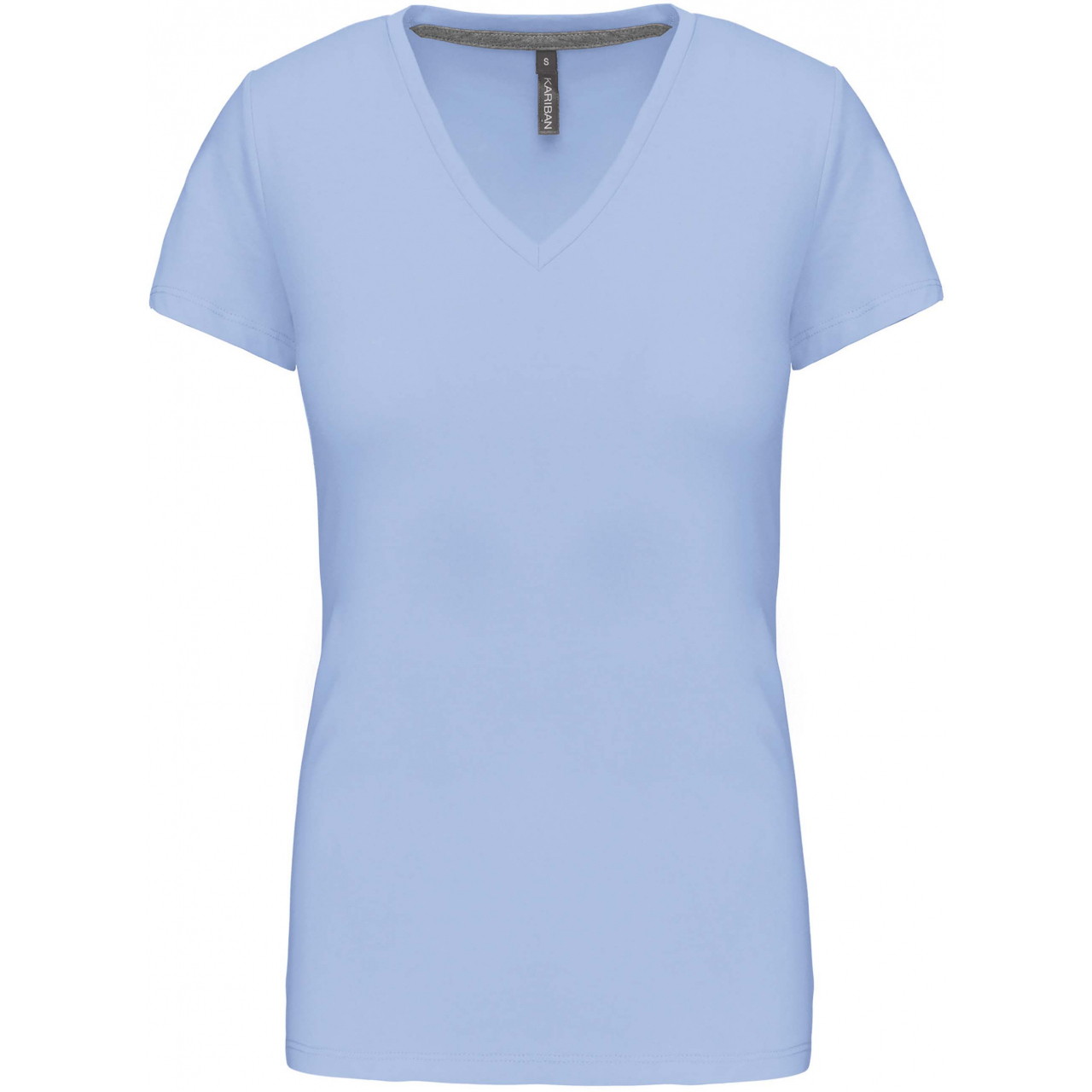 Dámské tričko Kariban V-neck s krátkým rukávem - světle modré, M