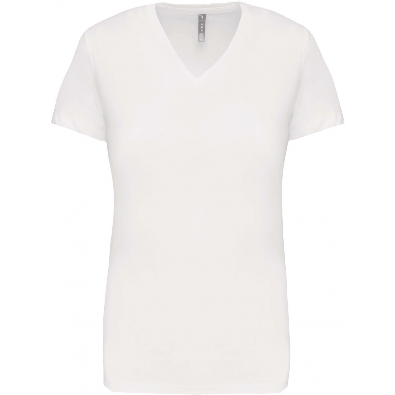 Dámské tričko Kariban V-neck s krátkým rukávem - bílé, XL