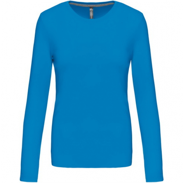 Dámské tričko Kariban dlouhý rukáv - středně modré, 3XL