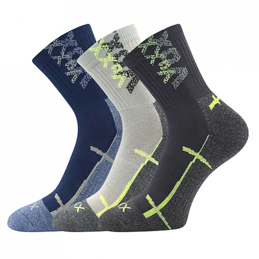 Ponožky dětské sportovní Voxx Wallík 3 páry (2x šedé, navy), 20-24