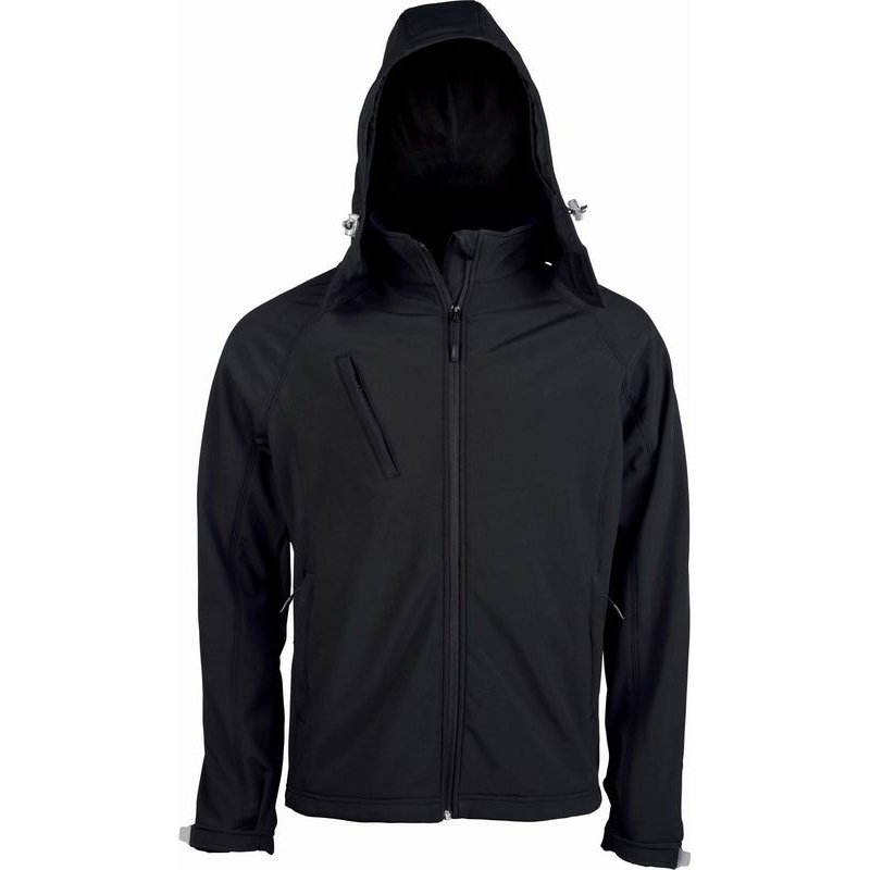 Pánská softshellová bunda Kariban s kapucí - černá, XL