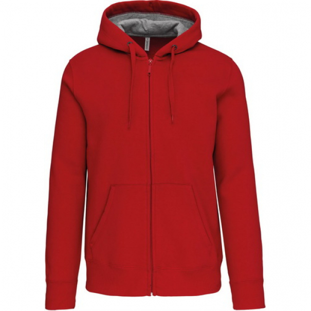 Mikina unisex Kariban s kapucí a zipem - červená, XL