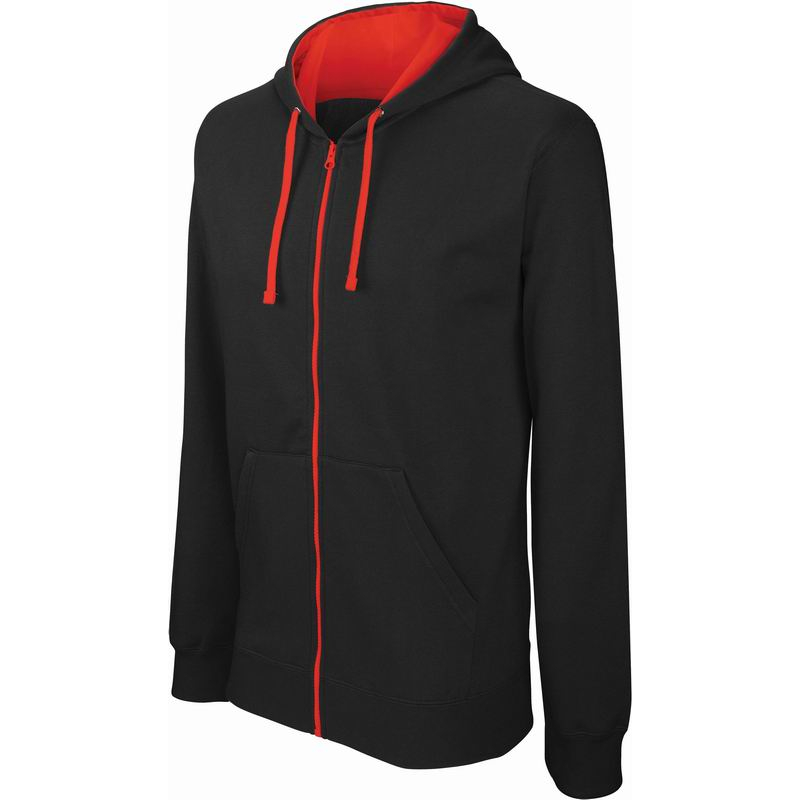 Dámská mikina Kariban Contrast Hooded Sweatshirt - černá-červená, XS