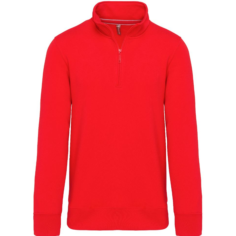Mikina unisex Kariban Zipped neck sweatshirt - červená, L