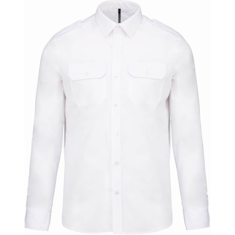 Pánská košile Kariban Pilotka dlouhý rukáv - bílá, 4XL