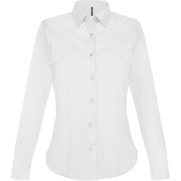 Košile dámská s dlouhým rukávem Kariban strečová - bílá, XL