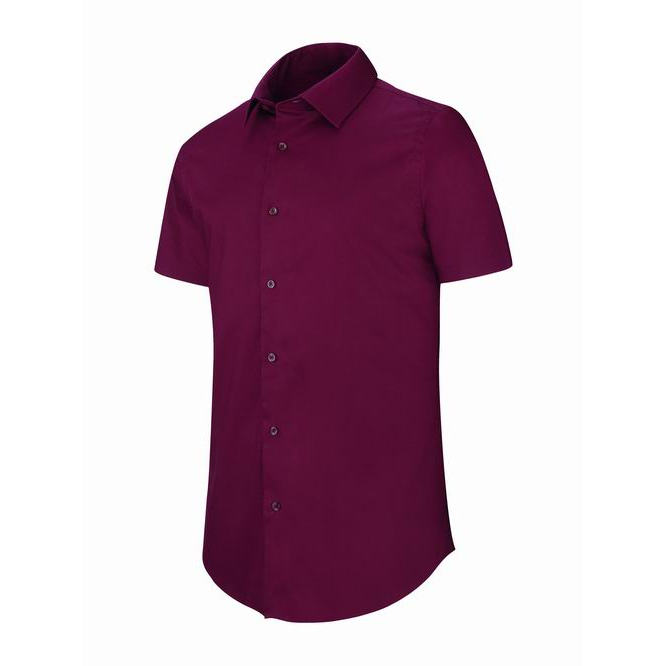 Pánská košile s krátkým rukávem Kariban strečová - vínová, XL