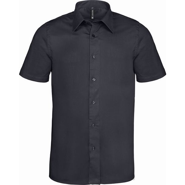 Pánská košile s krátkým rukávem Kariban strečová - tmavě šedá, L