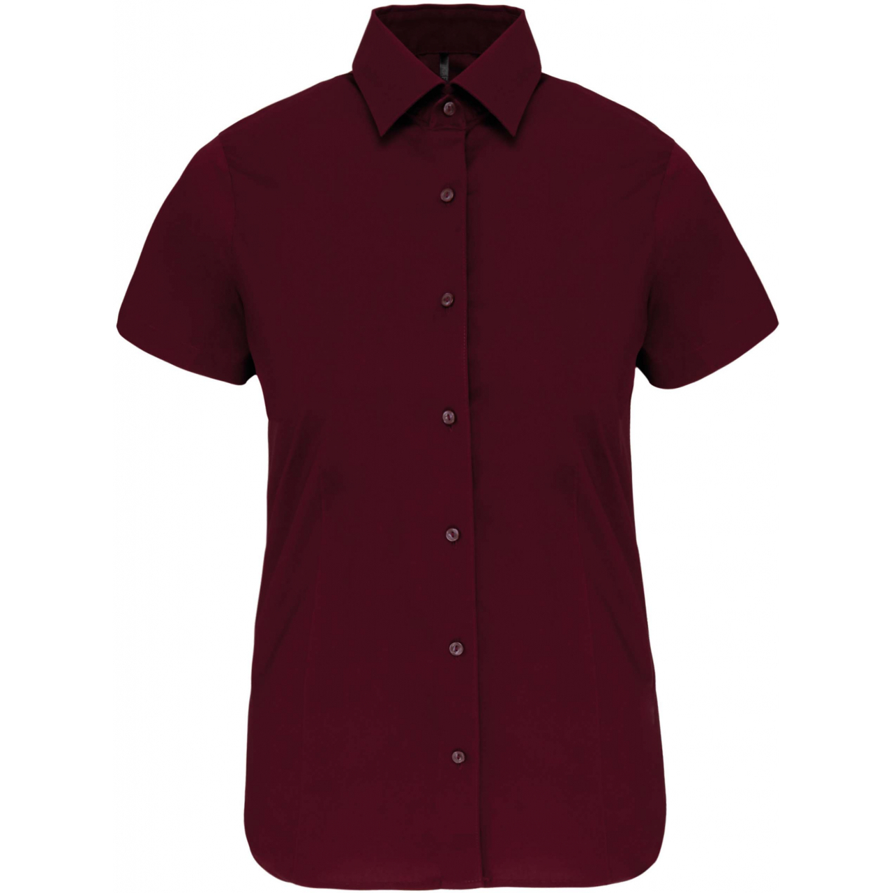 Košile dámská s krátkým rukávem Kariban strečová - vínová, XL