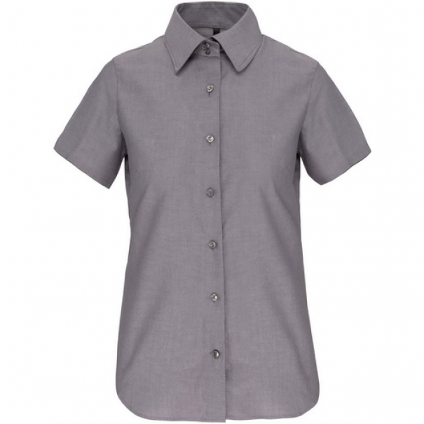 Košile dámská s krátkým rukávem Kariban Oxford - šedá, XL