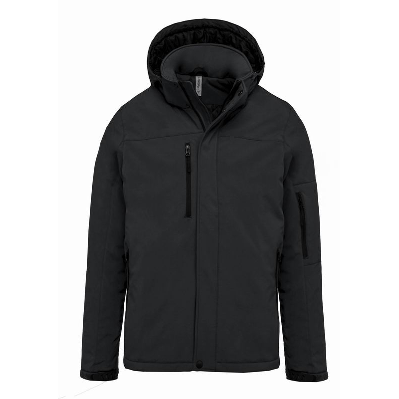 Pánská zimní softshellová bunda Kariban Lined Hooded Parka - světle černá, 3XL