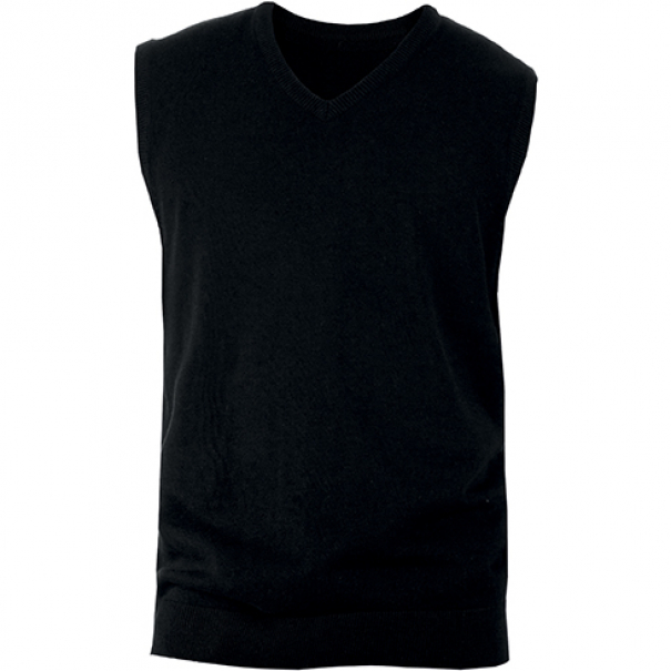 Pánská vesta Kariban pletená vesta s výstřihem do V - černá, M