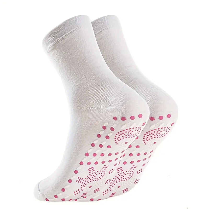 Samozahřívací turmalínové masážní ponožky dámské - bílé, 36-41