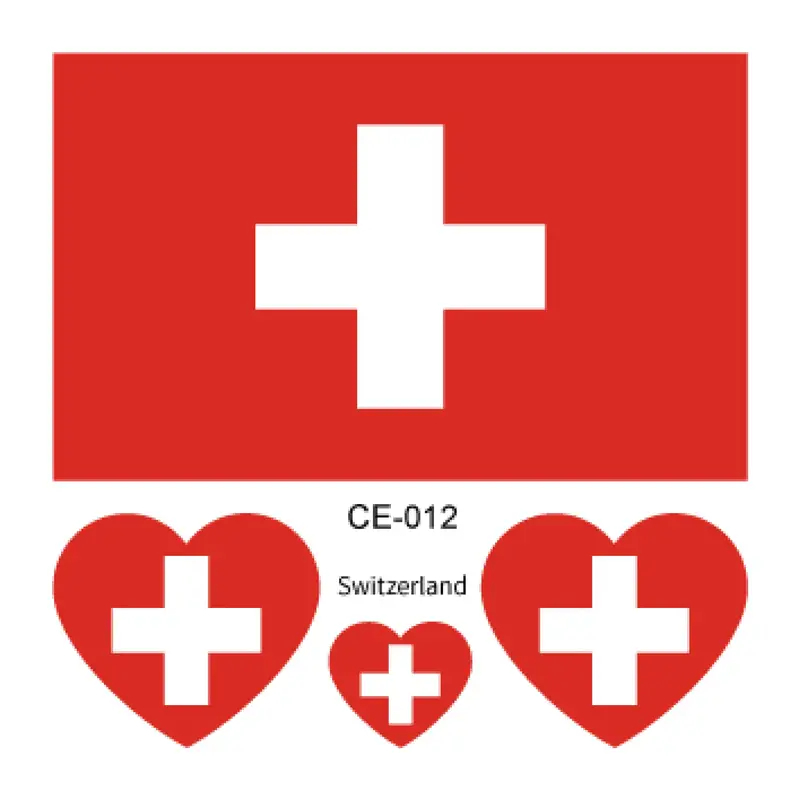 Sada 4 tetování vlajka Švýcarsko 6x6 cm 1 ks