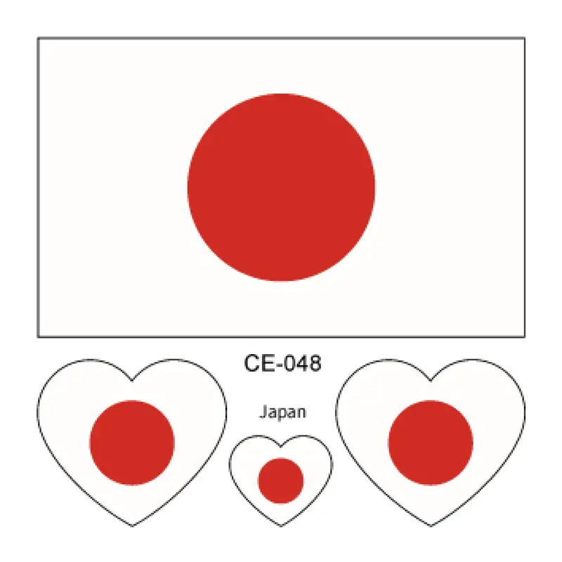 Sada 4 tetování vlajka Japonsko 6x6 cm 1 ks