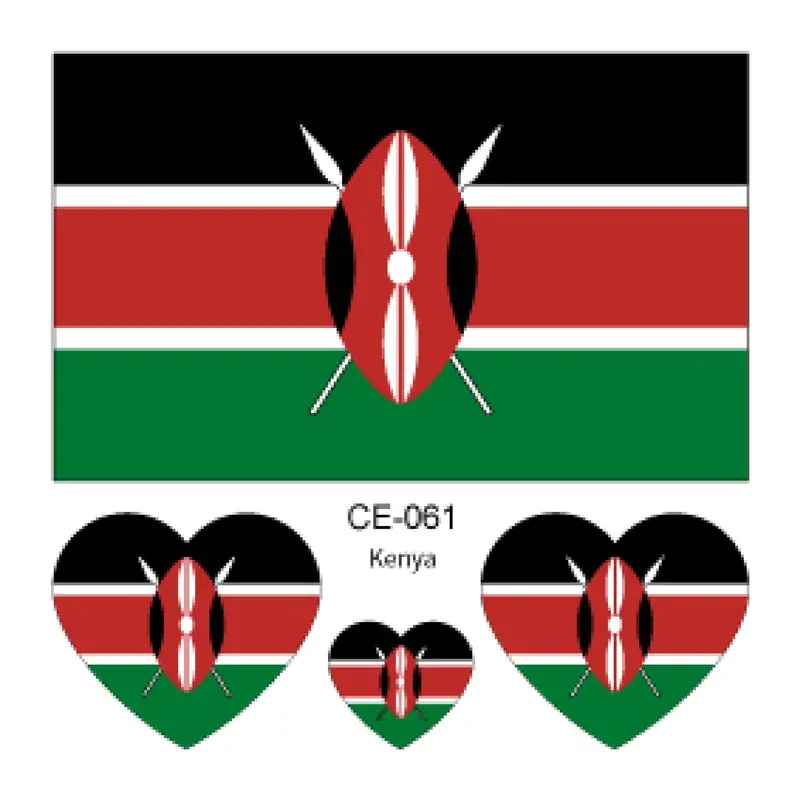 Sada 4 tetování vlajka Keňa 6x6 cm 1 ks