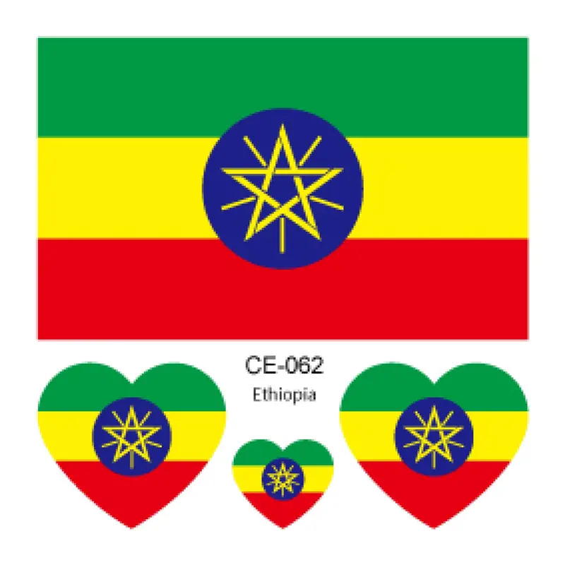 Sada 4 tetování vlajka Etiopie 6x6 cm 1 ks