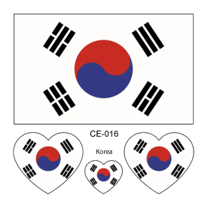 Sada 4 tetování vlajka Jižní Korea 6x6 cm 1 ks