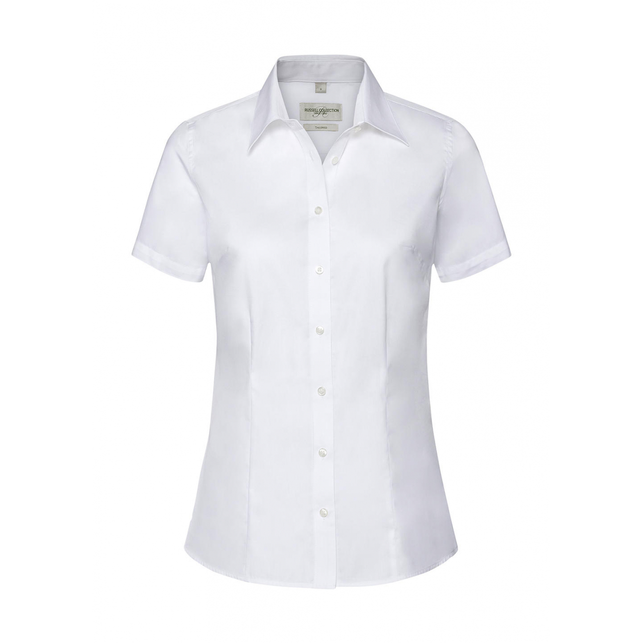Košile dámská Russell Collection s kr.ruk. Tailored Coolmax - bílá, XS