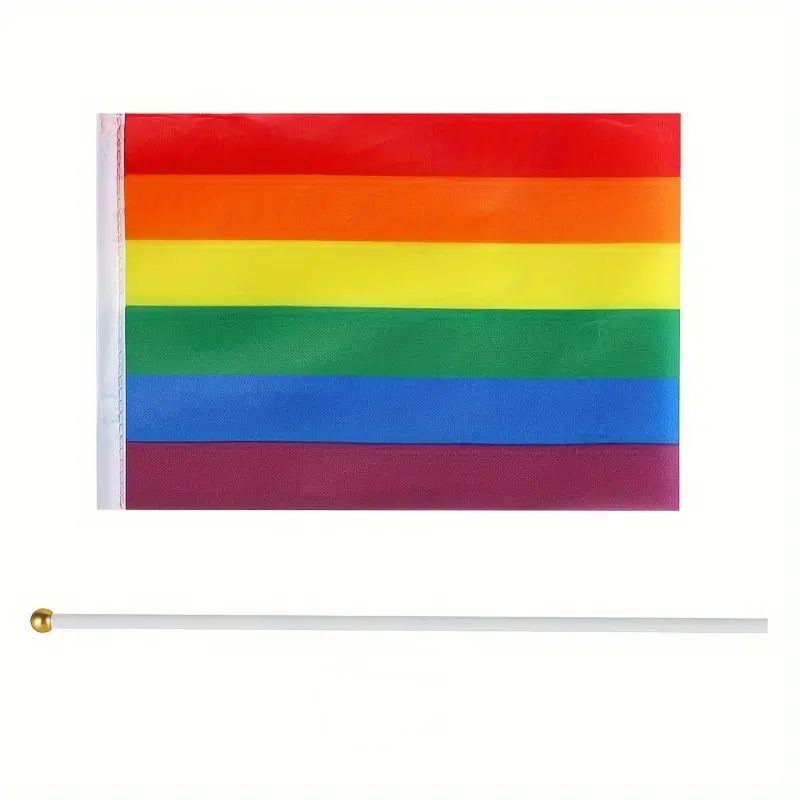 Vlajka LGBT duhová 14 x 21 cm na tyčce