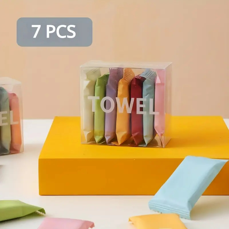 Jednorázové stlačené ručníky 7 ks - barevné, 24x30