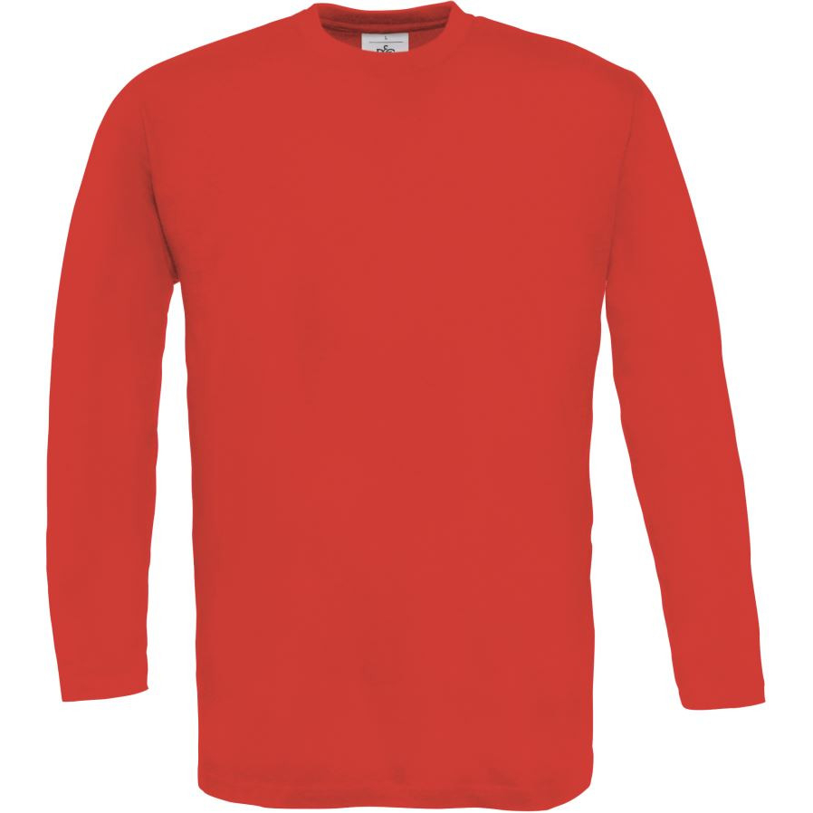 Pánské tričko s dlouhým rukávem B&C Exact 150 - červené, S
