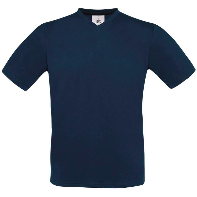 Pánské tričko B&C Exact V-Neck - navy, XL
