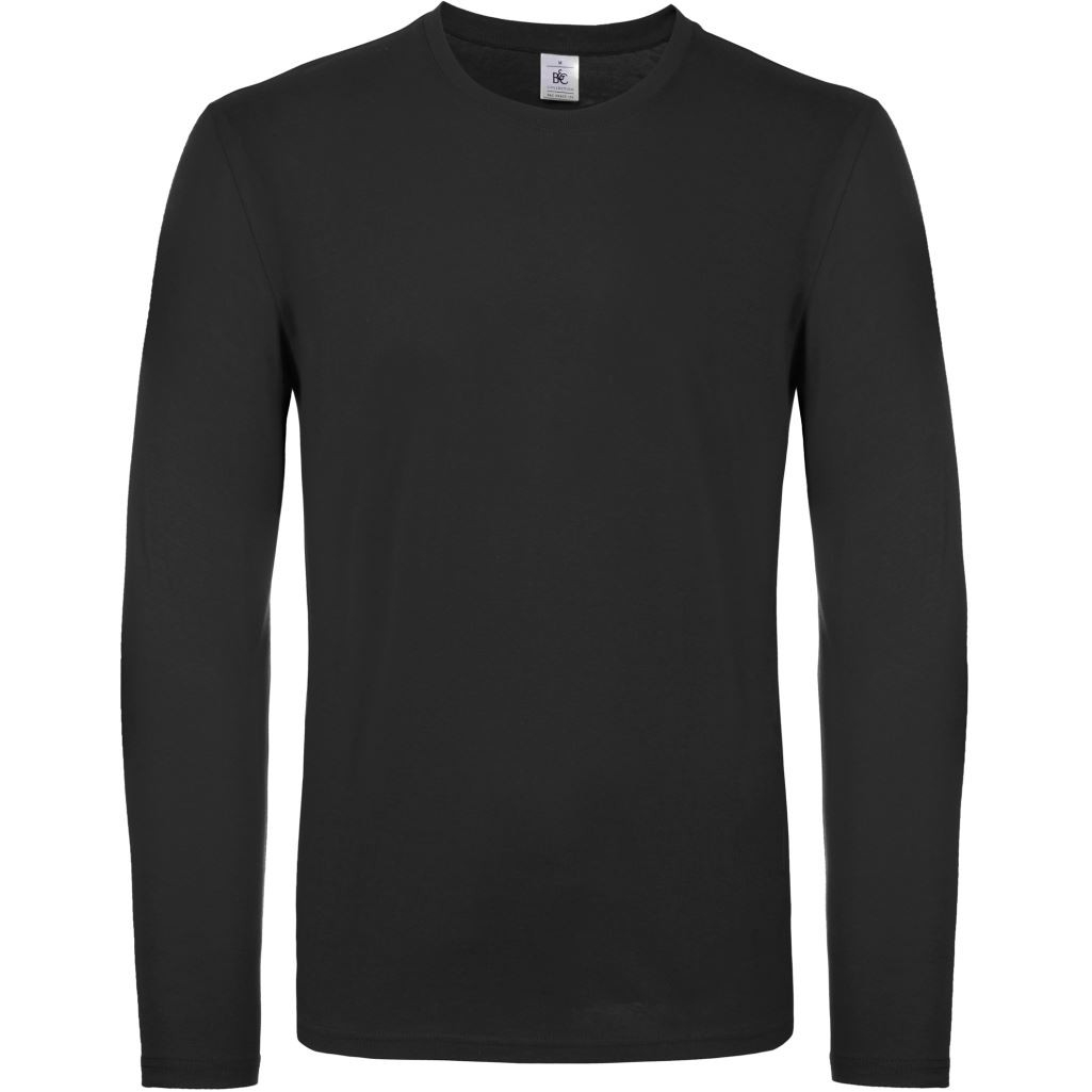 Pánské tričko s dlouhým rukávem B&C E150 dlouhý rukáv - černé, S