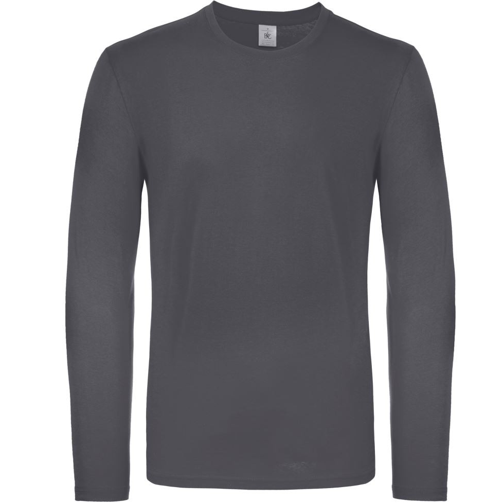 Pánské tričko s dlouhým rukávem B&C E150 dlouhý rukáv - tmavě šedé, L