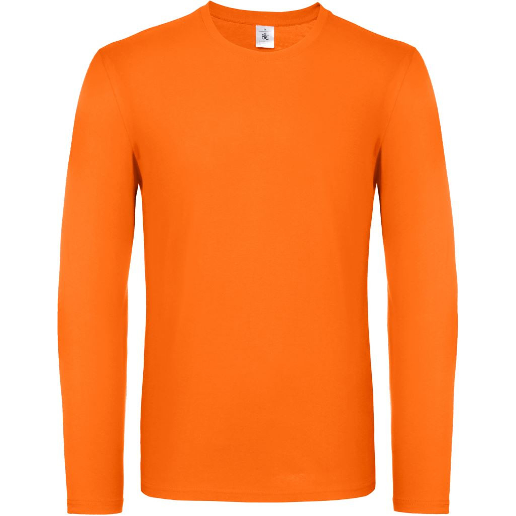 Pánské tričko s dlouhým rukávem B&C E150 dlouhý rukáv - oranžové, L