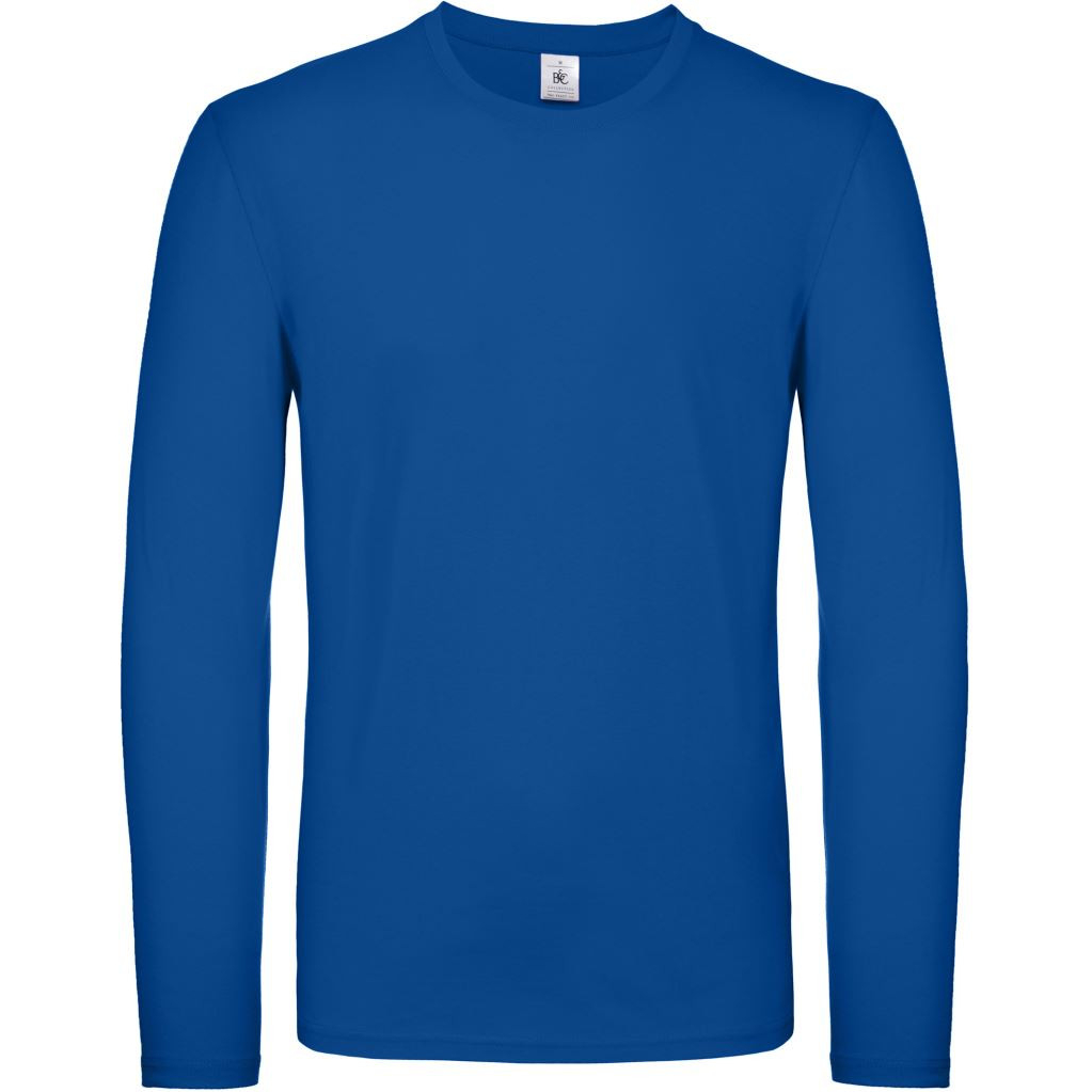 Pánské tričko s dlouhým rukávem B&C E150 dlouhý rukáv - modré, XL
