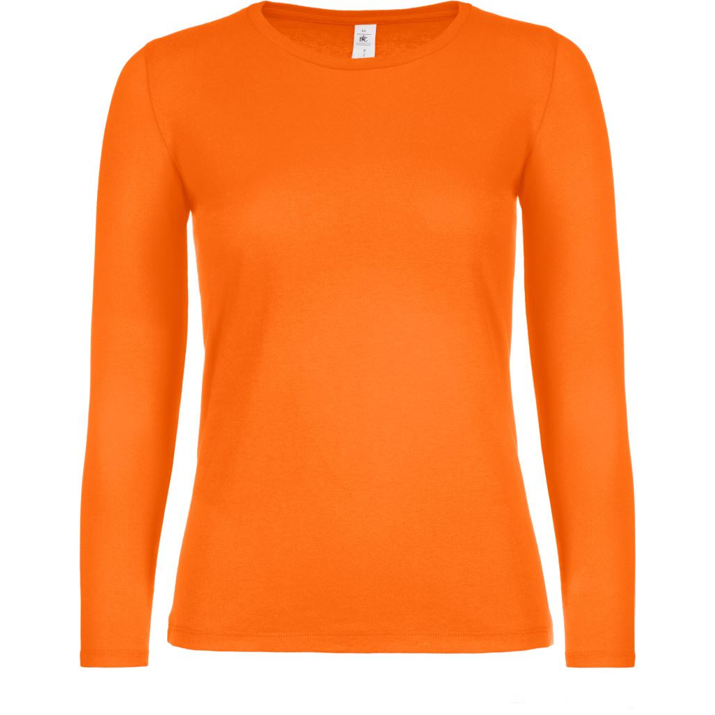Dámské tričko B&C E150 dlouhý rukáv - oranžové, S