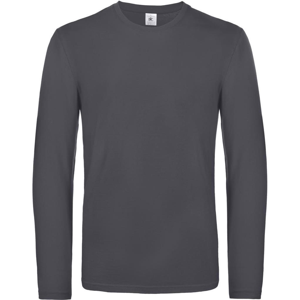 Pánské tričko s dlouhým rukávem B&C Exact 190 - tmavě šedé, L