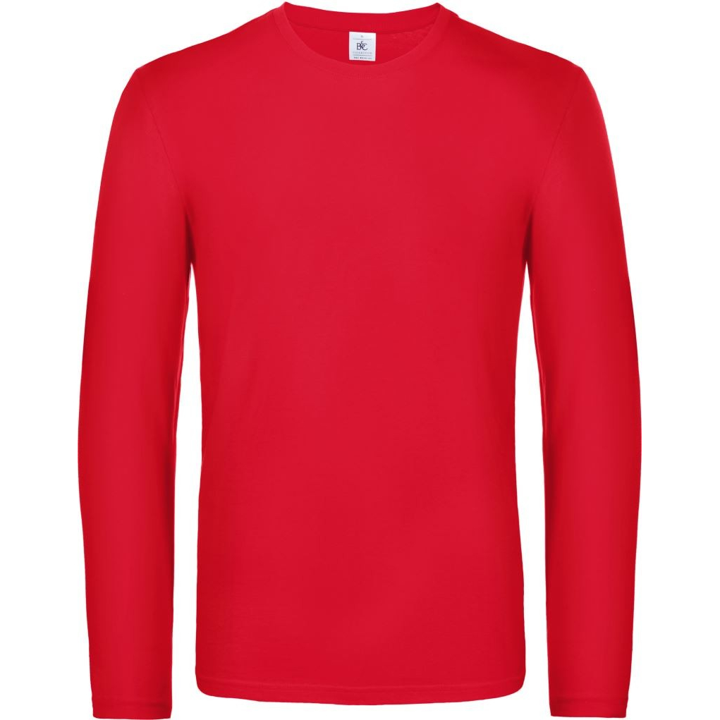 Pánské tričko s dlouhým rukávem B&C Exact 190 - červené, S
