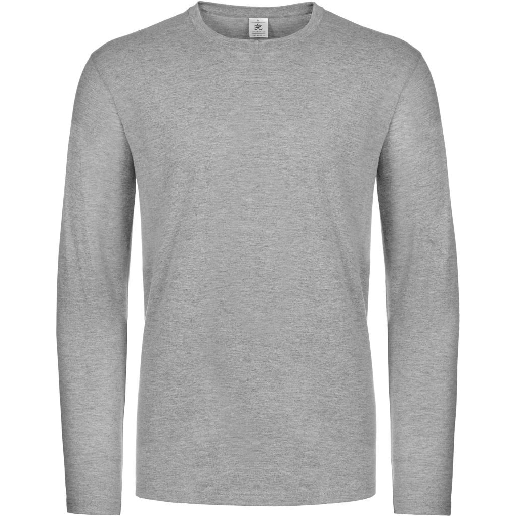Pánské tričko s dlouhým rukávem B&C Exact 190 - šedé, XXL