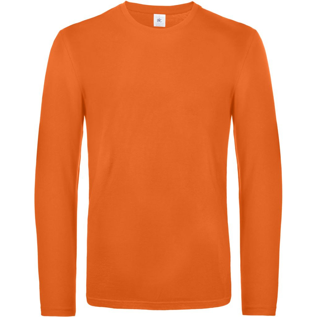 Pánské tričko s dlouhým rukávem B&C Exact 190 - oranžové, XXL