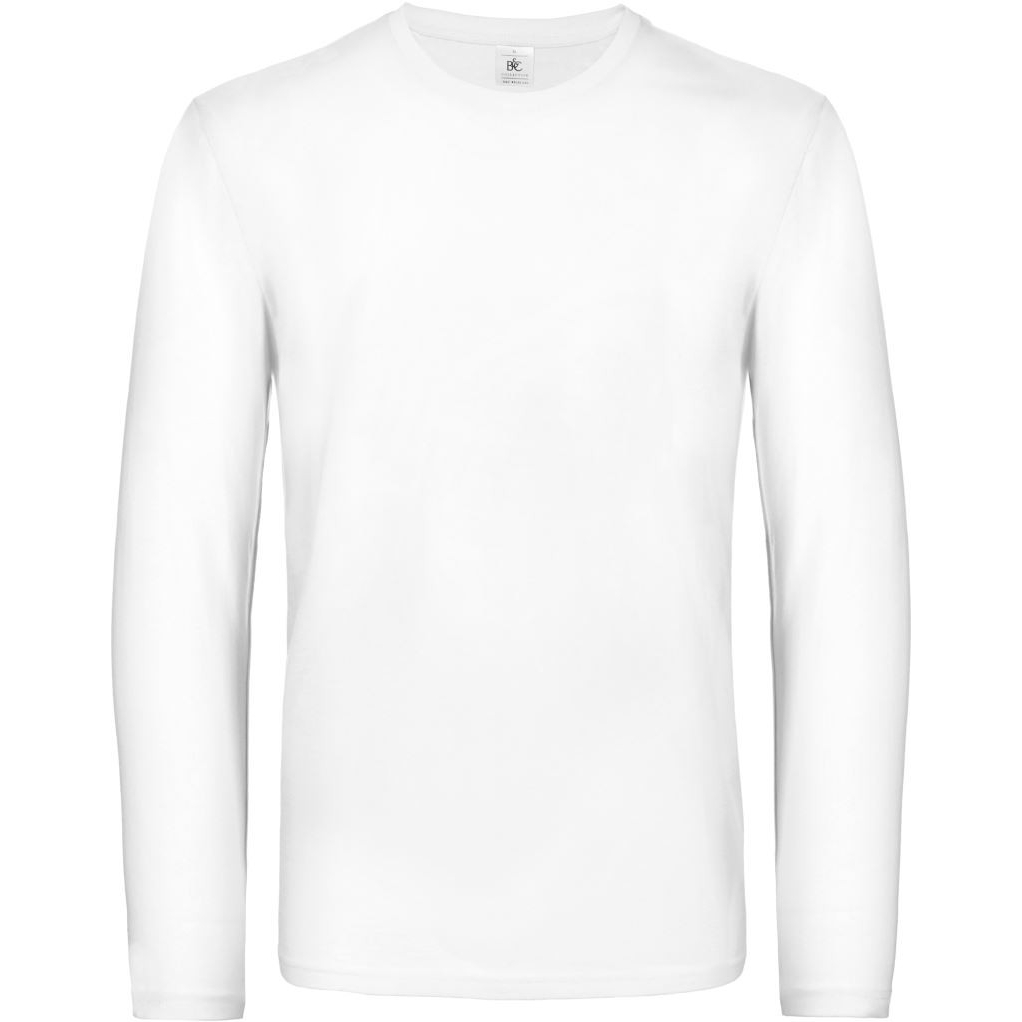 Pánské tričko s dlouhým rukávem B&C Exact 190 - bílé, 4XL