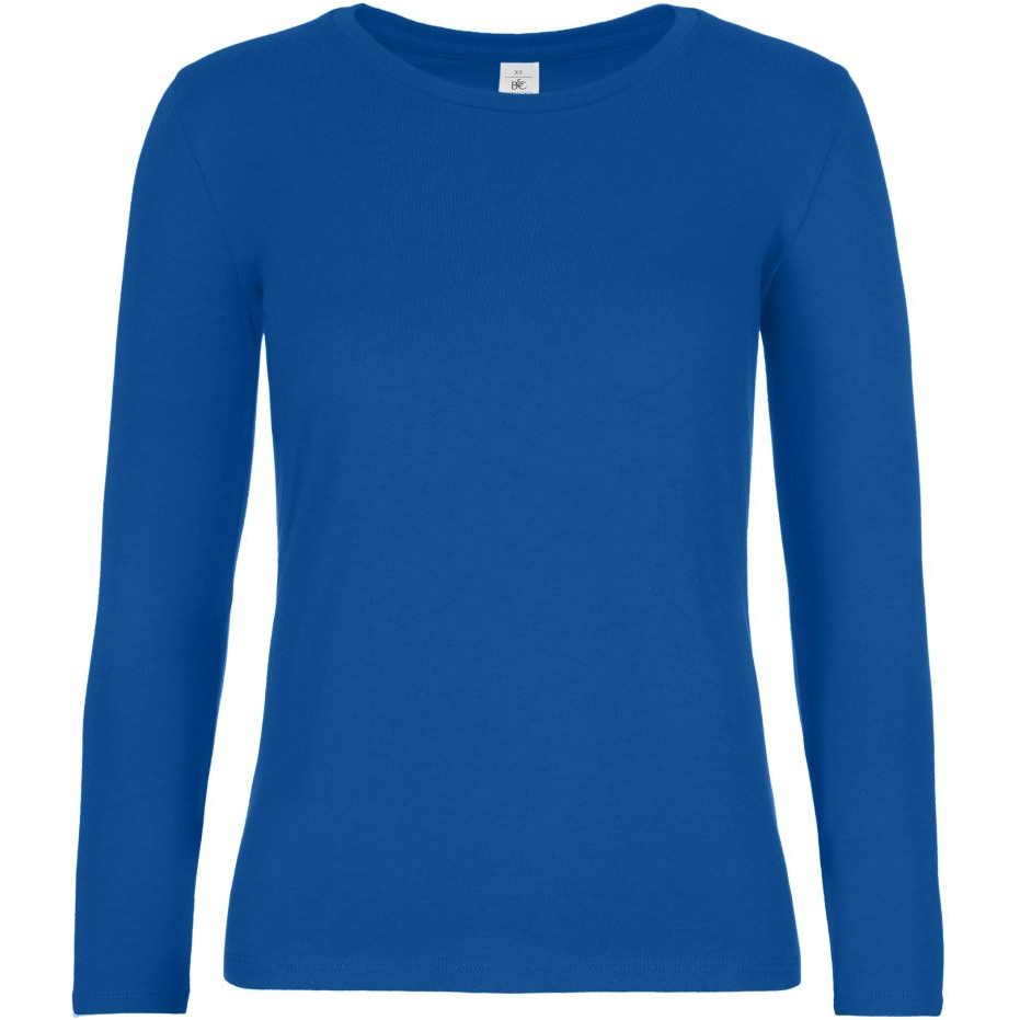 Dámské tričko B&C E190 dlouhý rukáv - modré, XS